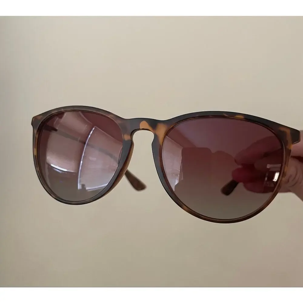 Womens Polarized Brown Tortoise Shell  Round Sunglasses